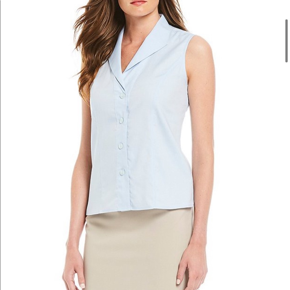 Calvin Klein Pinpoint Oxford Sleeveless Blouse